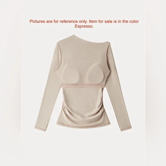 LiteWarm Light Warm Slanted Mockneck Ruched Brami 
Espresso Size Large - Picture 5 of 6